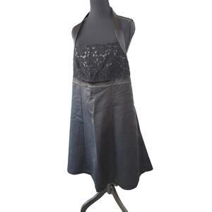 Y2K Black Lace Babydoll Halter Dress Homecoming Empire Formal Dress Size 12